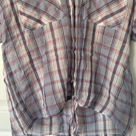 Anthropologie Cloth & Stone Plaid Shirt in Mauve and White - Picture 4 of 7